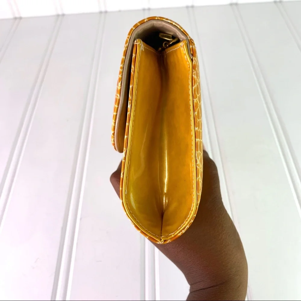 F.X LASALLE CROC YELLOW CROSSBODY CLUTCH SMALL BAG ANIMAL PRINT SHOULDER BAG - Picture 15 of 17